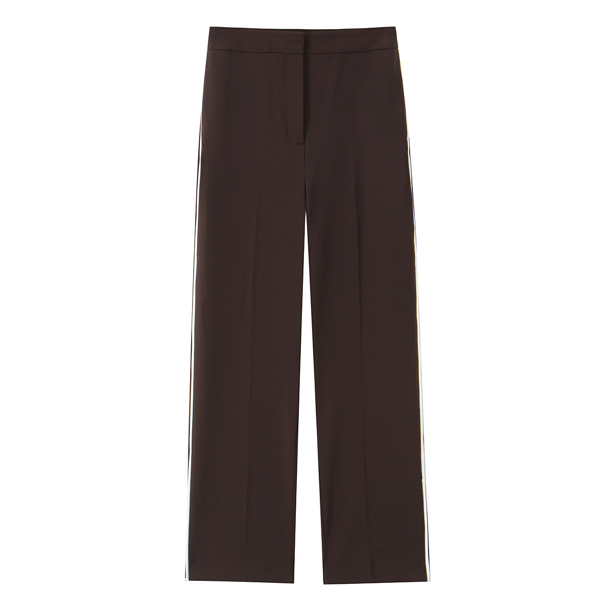 Side-Striped Belted Long Vest and Straight-Leg Pants Two-Piece Set