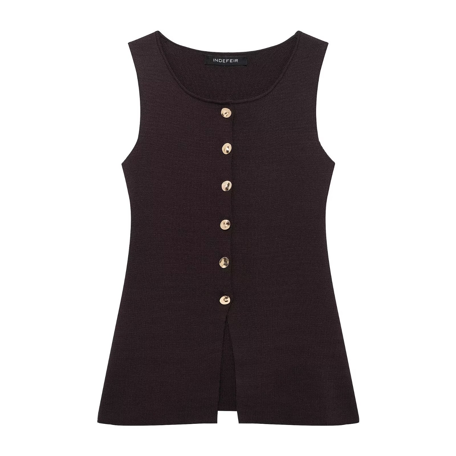Gold Button Knit Tank Top