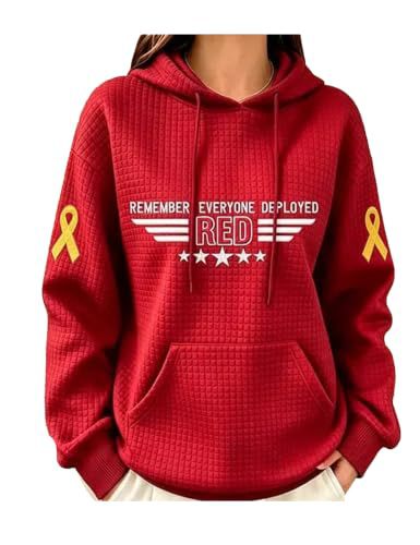 Women's Ribbon American Flag Print Casual Hoodie