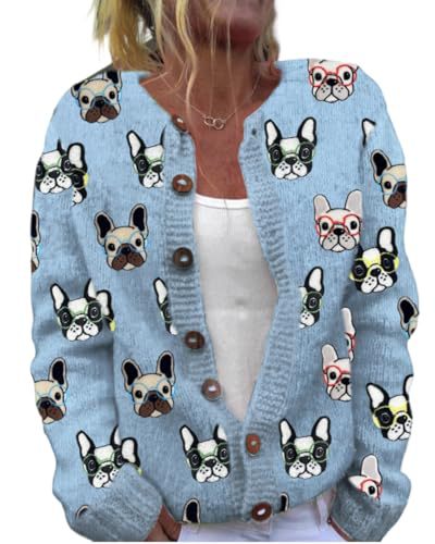 Women's Animal Boho Print Button Cardigan Sweater