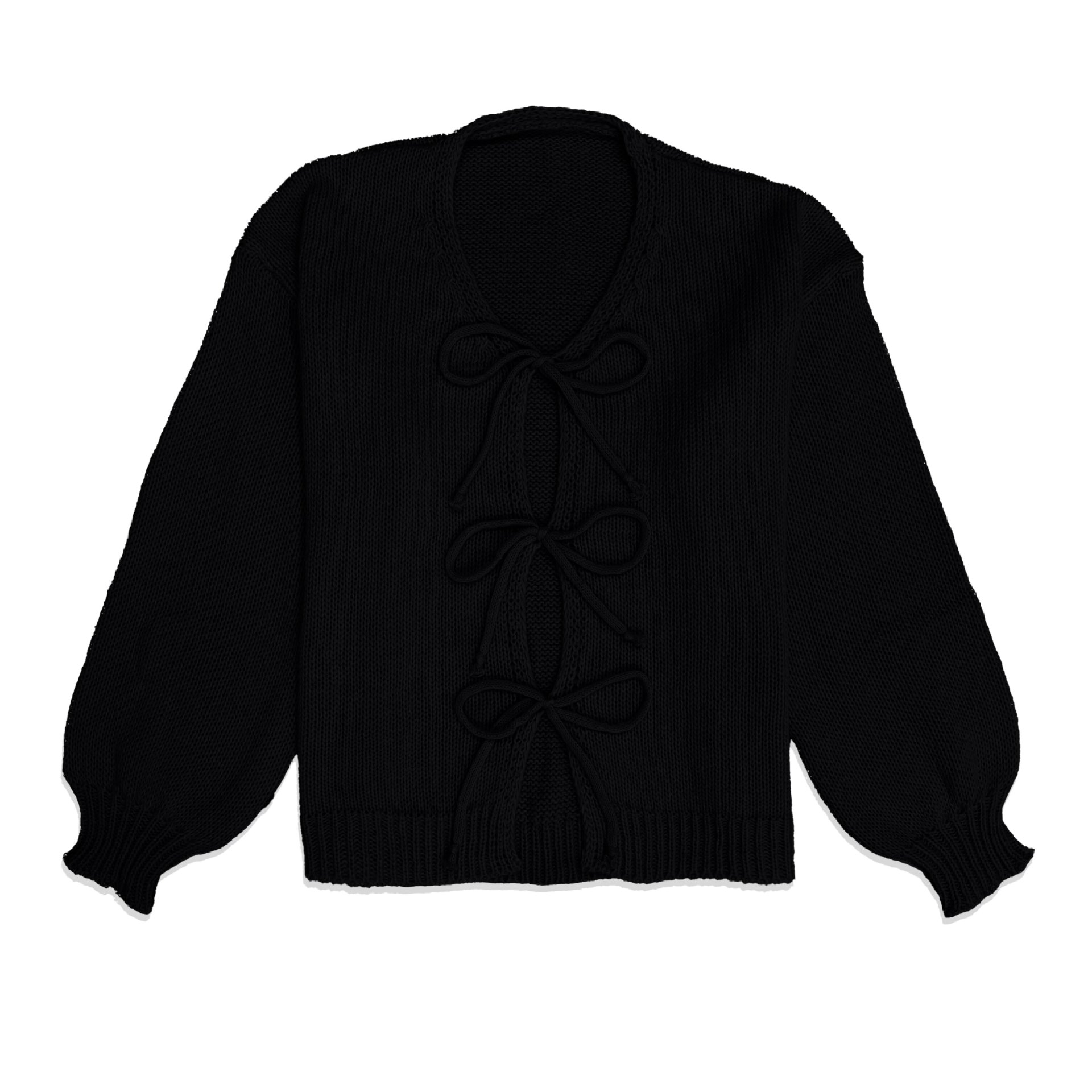 Crewneck Tie-Front Knit Cardigan Sweater
