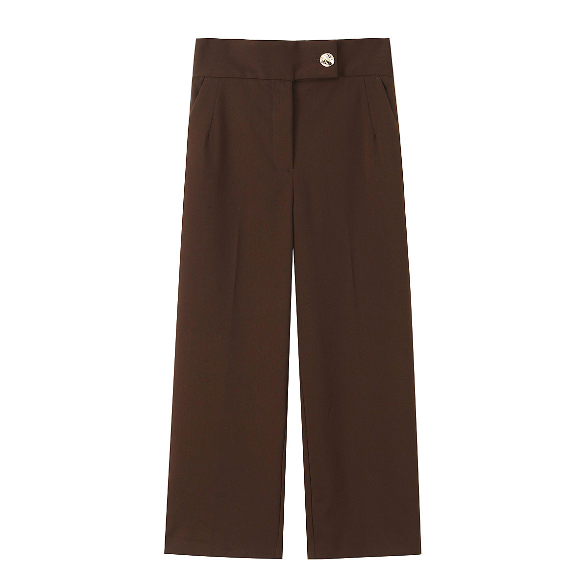 Women's Double-Breasted Vest and High-Waist Straight-Leg Pants Set with Belt