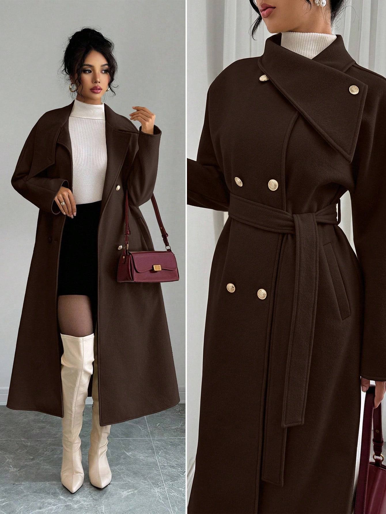 Double-Breasted Wool-Blend Winter Coat