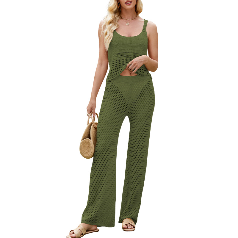 Women's Sleeveless Open-Knit Two-Piece Set