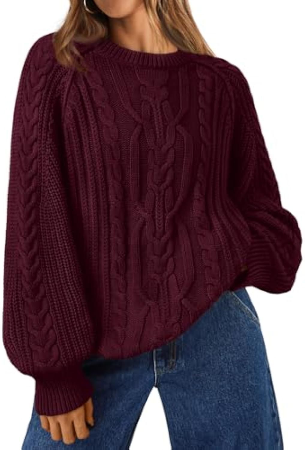 Women's Solid Color Crewneck Long Sleeve Sweater