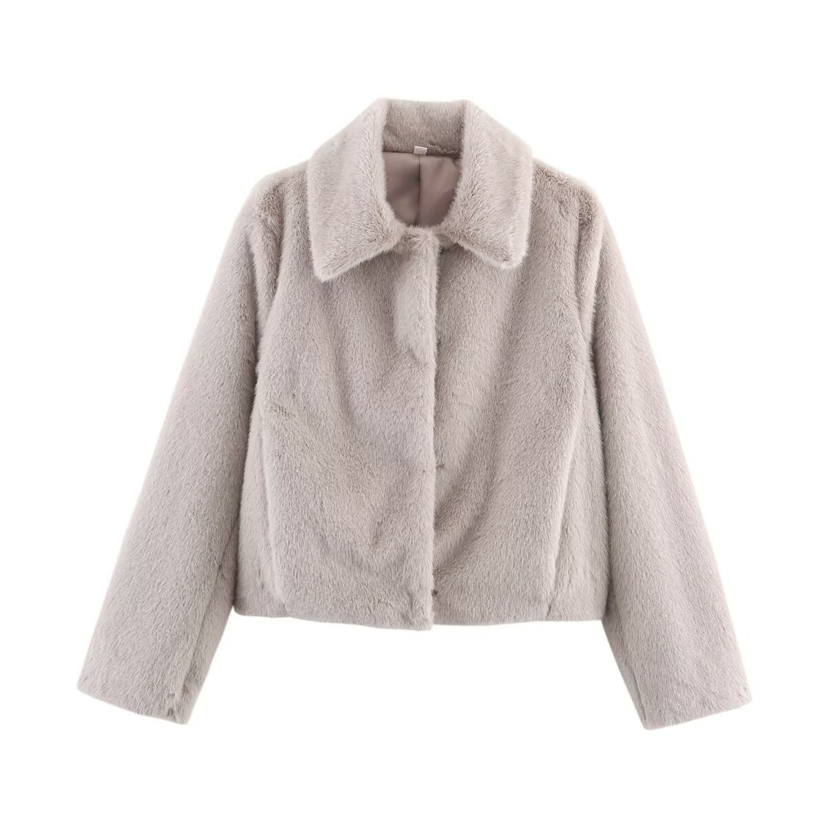 Women's Retro Faux Fur Coat with Lapel Collar