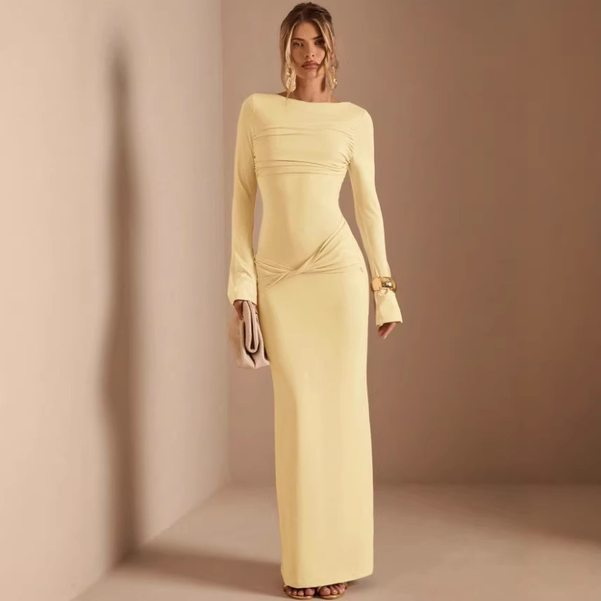 Slim-Fit Long Sleeve Maxi Dress for Date Night
