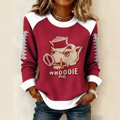 Women's Pig Snowman Elephant Letter Print Crewneck Sweatshirt