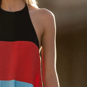 Women's Casual Retro Colorblock Sleeveless Round Neck Mini Dress