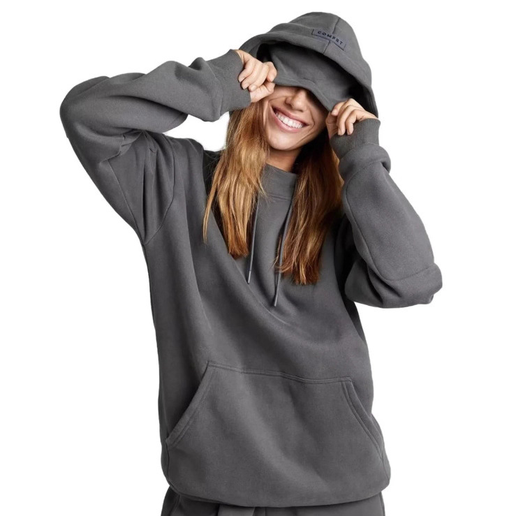 Built-in Eye Mask Hoodie Solid Color Pullover Long Sleeve Sweatshirt Set