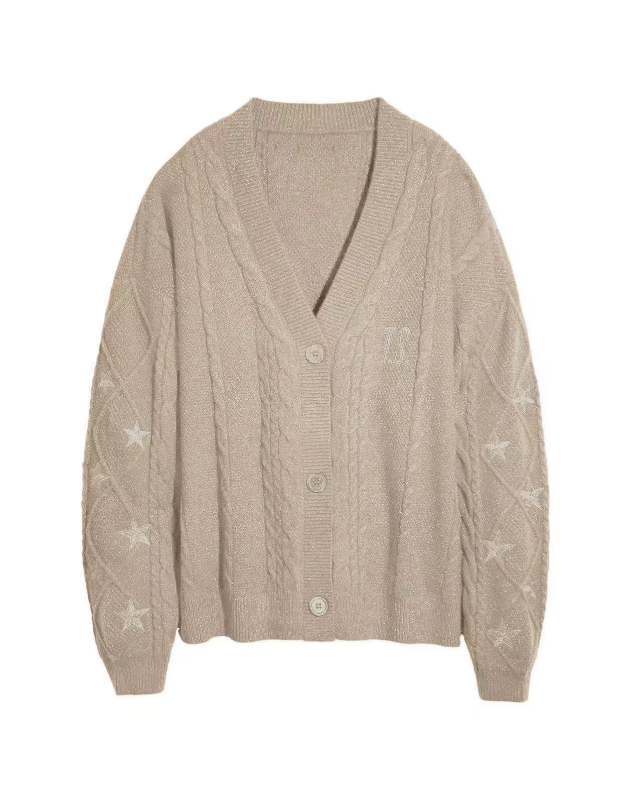 Orange Star Embroidered Cardigan Sweater