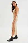 Women's Low-Cut Hollow-Out Sheer Lace-Up Backless Knit Slit Cami Dress