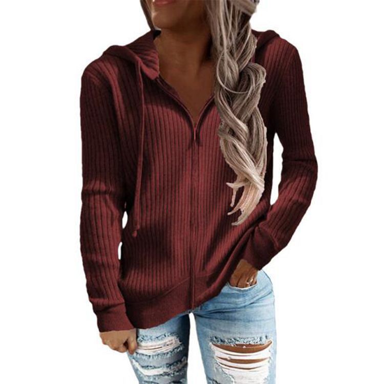 Women's Fleece-Lined Zip-Up Hoodie Long Sleeve Cardigan