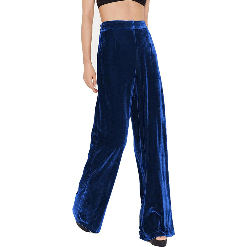 Women's High-Waist Wide-Leg Velvet Pants French Elegant Loose Fit