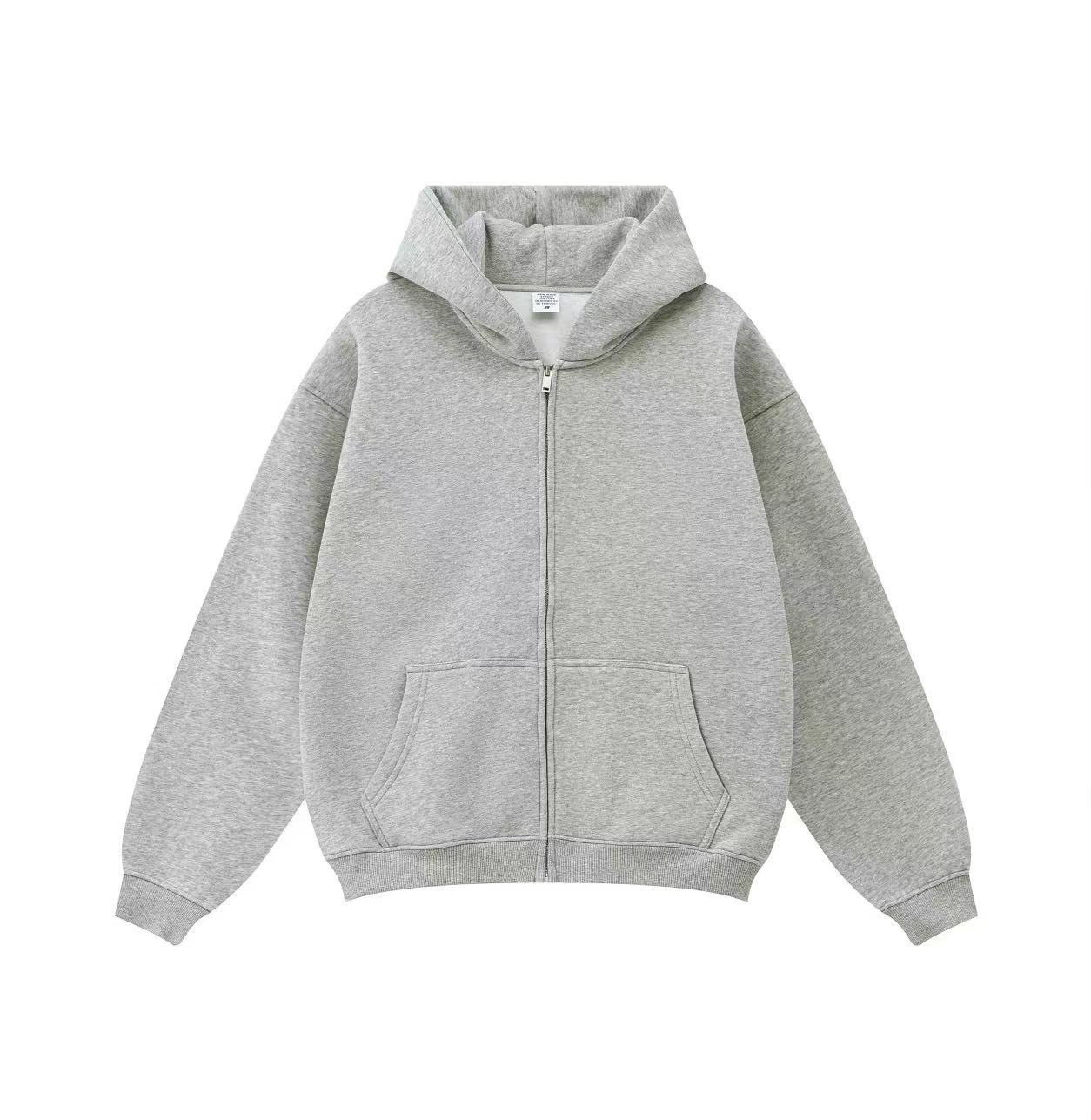 Women's Solid Color Hooded Zip-Up Sweatshirt Jacket