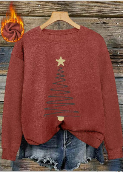 Women's Christmas Tree Light Print Crewneck Sweatshirt
