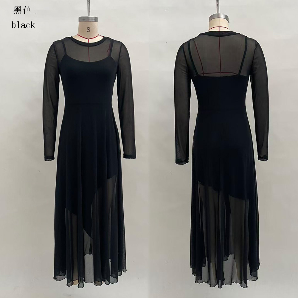 Elegant Patchwork Long Sleeve Mermaid Dress