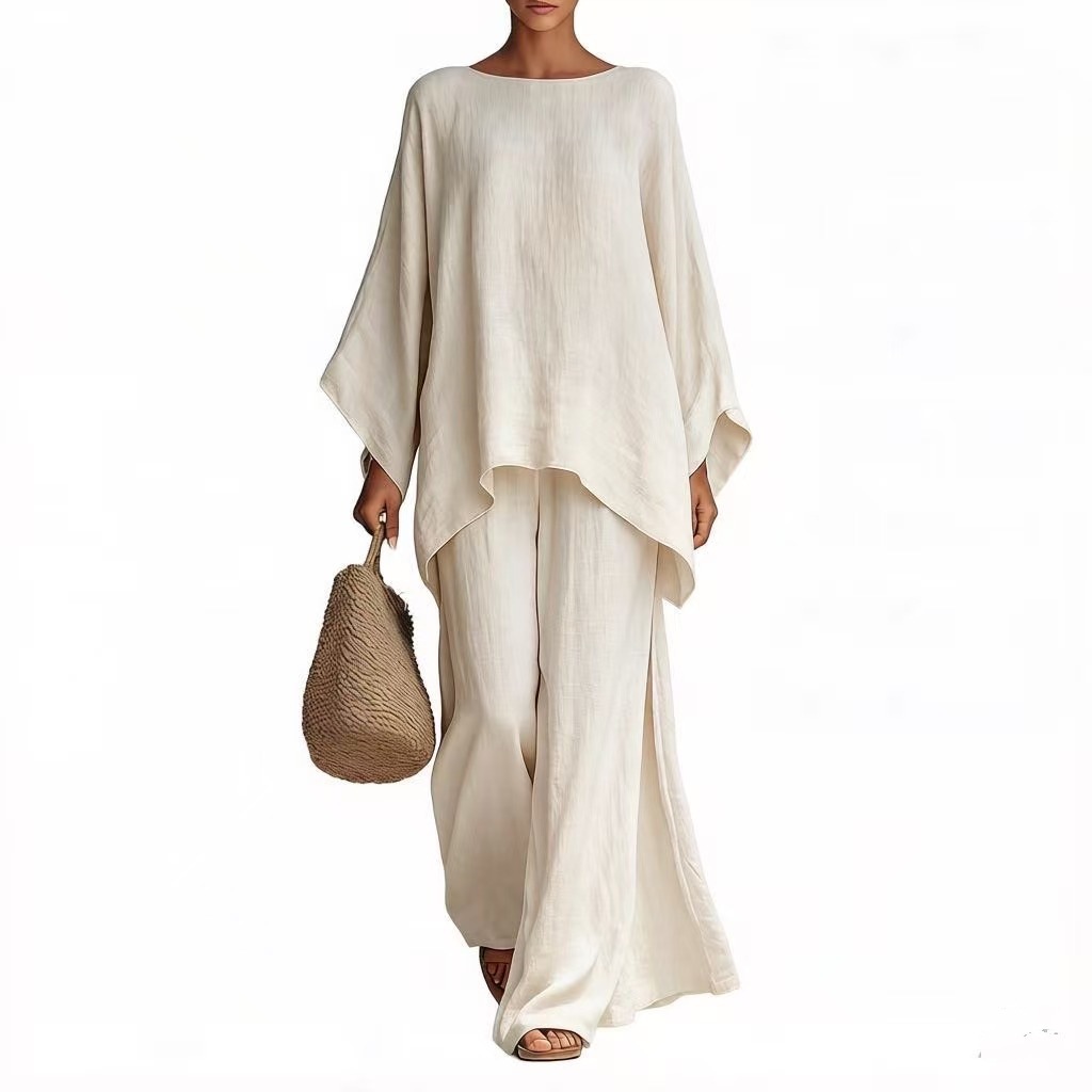 Women's Linen-Blend Shirt & Wide-Leg Pants Set