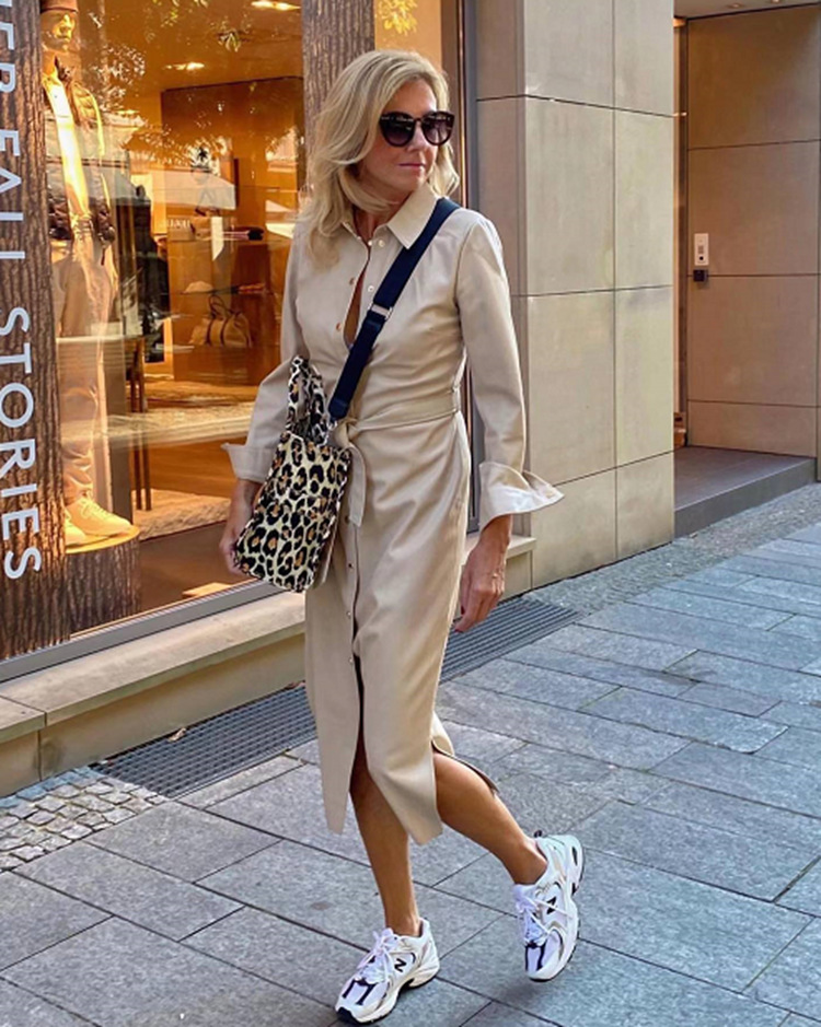 Women's Solid Longline Trench Coat with Polo Collar, Khaki