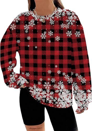 Women's Snowman Reindeer Heart Letter Print Crewneck Sweatshirt