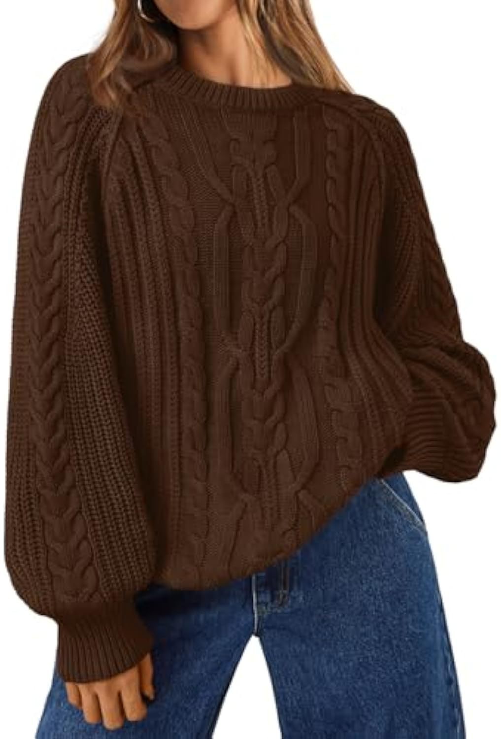 Women's Solid Color Crewneck Long Sleeve Sweater