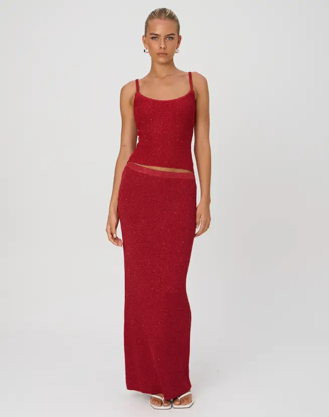 Women's Striped Cami Top and Bodycon Midi Skirt Set