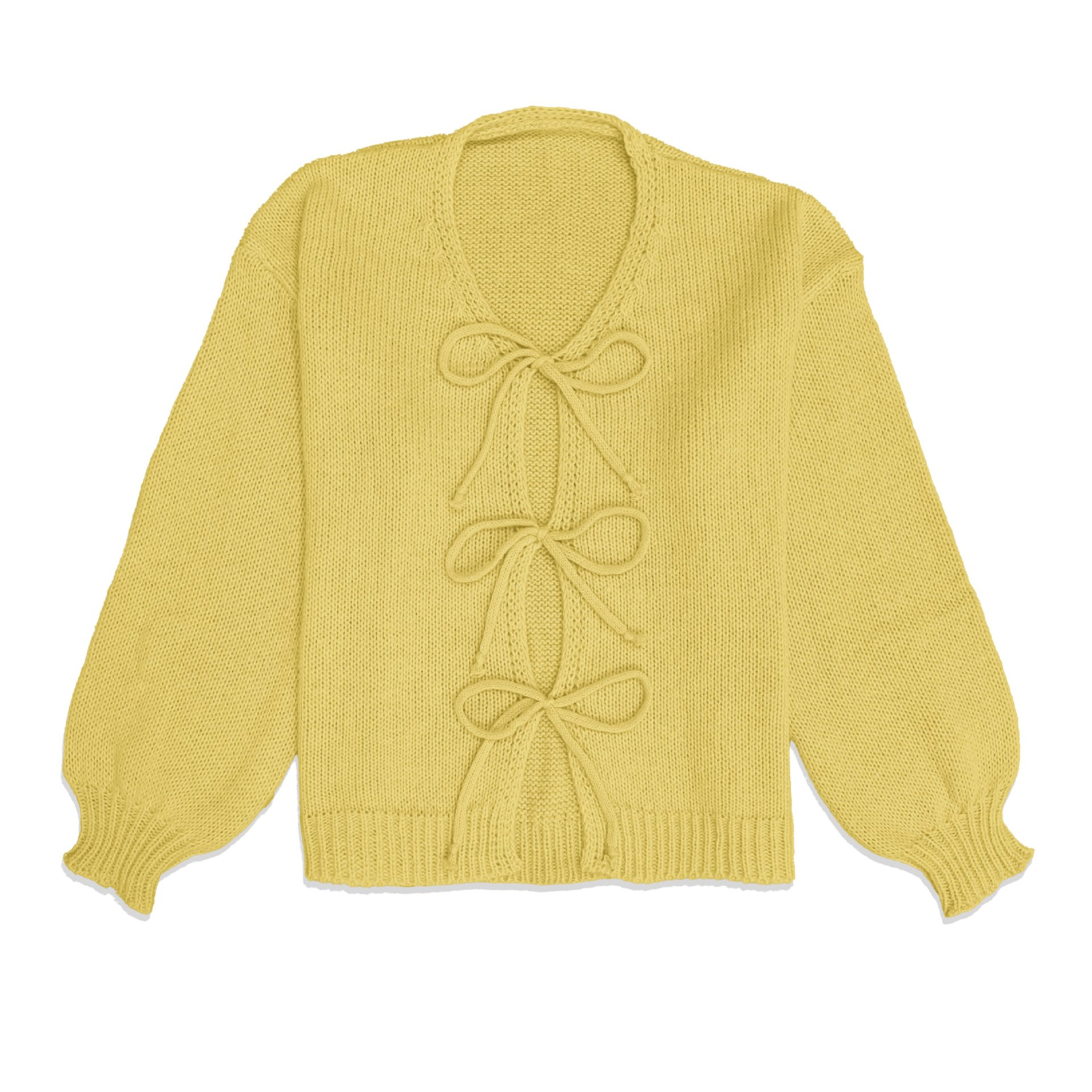 Crewneck Tie-Front Knit Cardigan Sweater