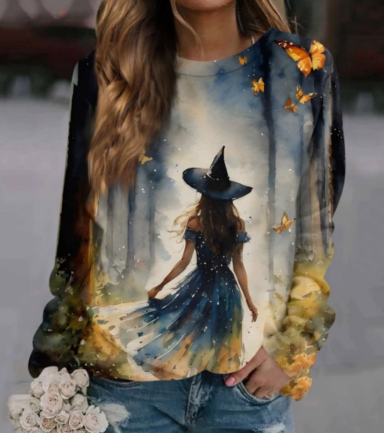 Women's Cartoon Winter Animal Print Crewneck Sweatshirt