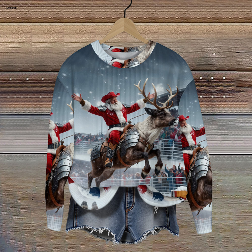 Women's Leaf Snowflake Forest Tree Print Crewneck Sweatshirt