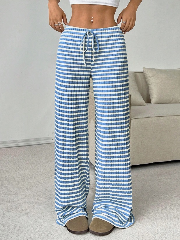 Women's Casual Striped Solid Straight-Leg Pants