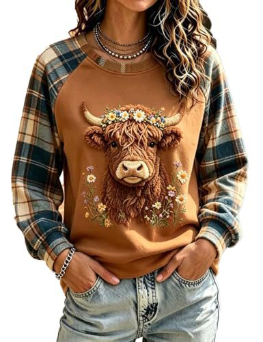 Women's Farm Cow Head Print Casual Sweatshirt