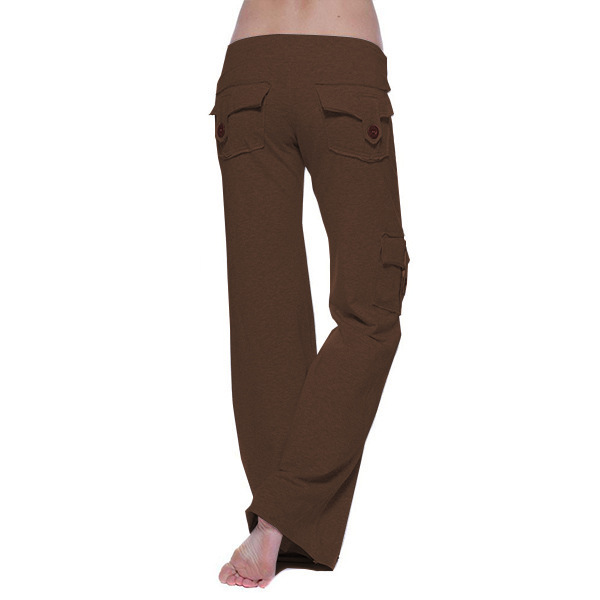 Women's Stretch Waist Button Pocket Yoga Pants Slimming Flare