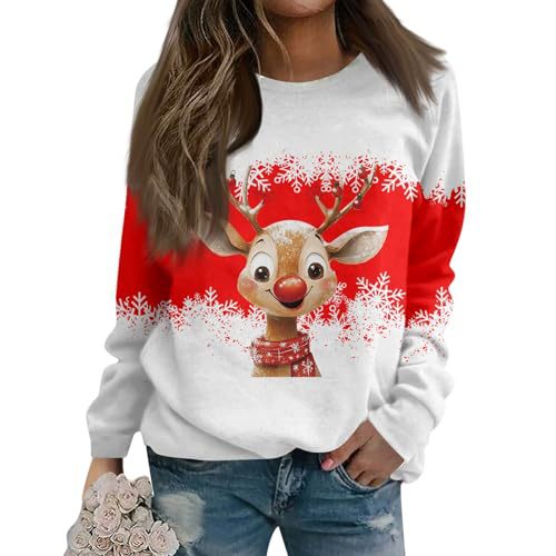 Women's Christmas Snowman Reindeer Print Sweatshirt