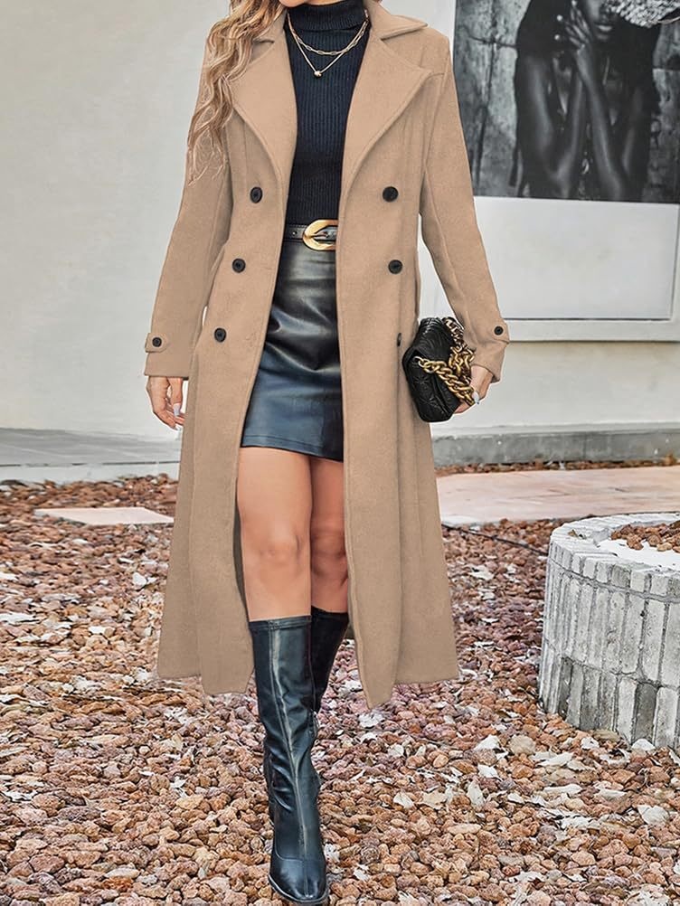 Women's Wool Blend Double-Breasted Longline Coat