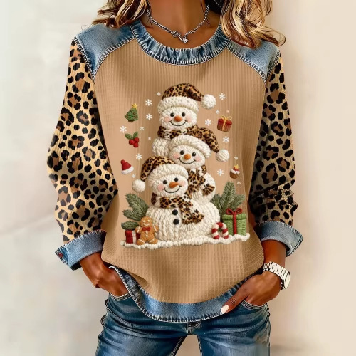 Women's Striped Paw Print Tribal Graphic Crewneck Sweatshirt
