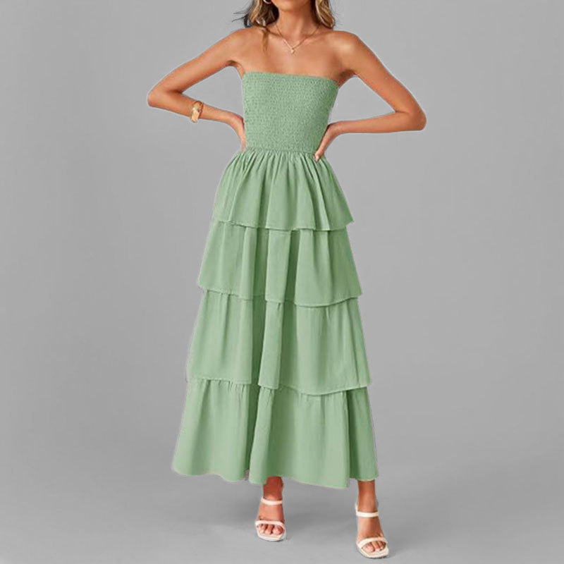 Women's Elegant Spaghetti Strap Open Back Slit Dress