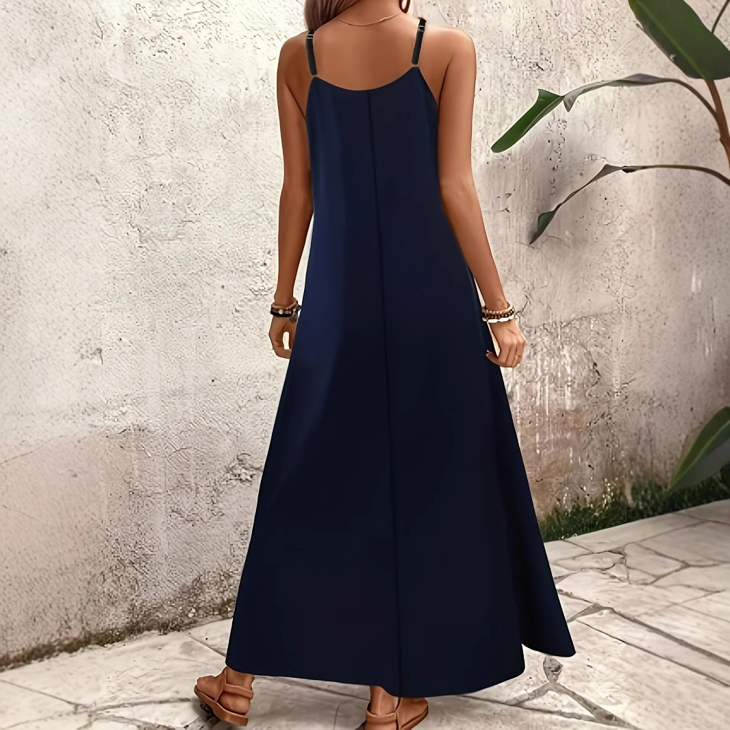 Women's Summer V-Neck Printed Sleeveless Maxi Dress