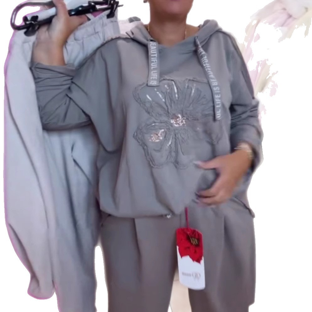 Women's Solid Color Hoodie and Sweatpants Set Casual Loose Fit