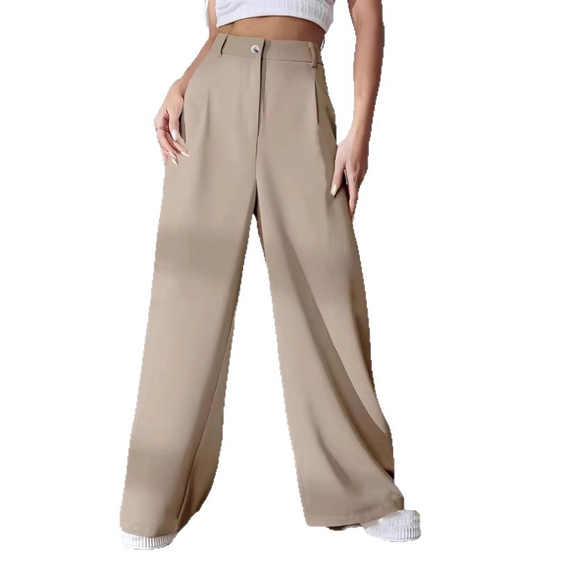 Women's Solid Straight-Leg High-Waist Suit Pants