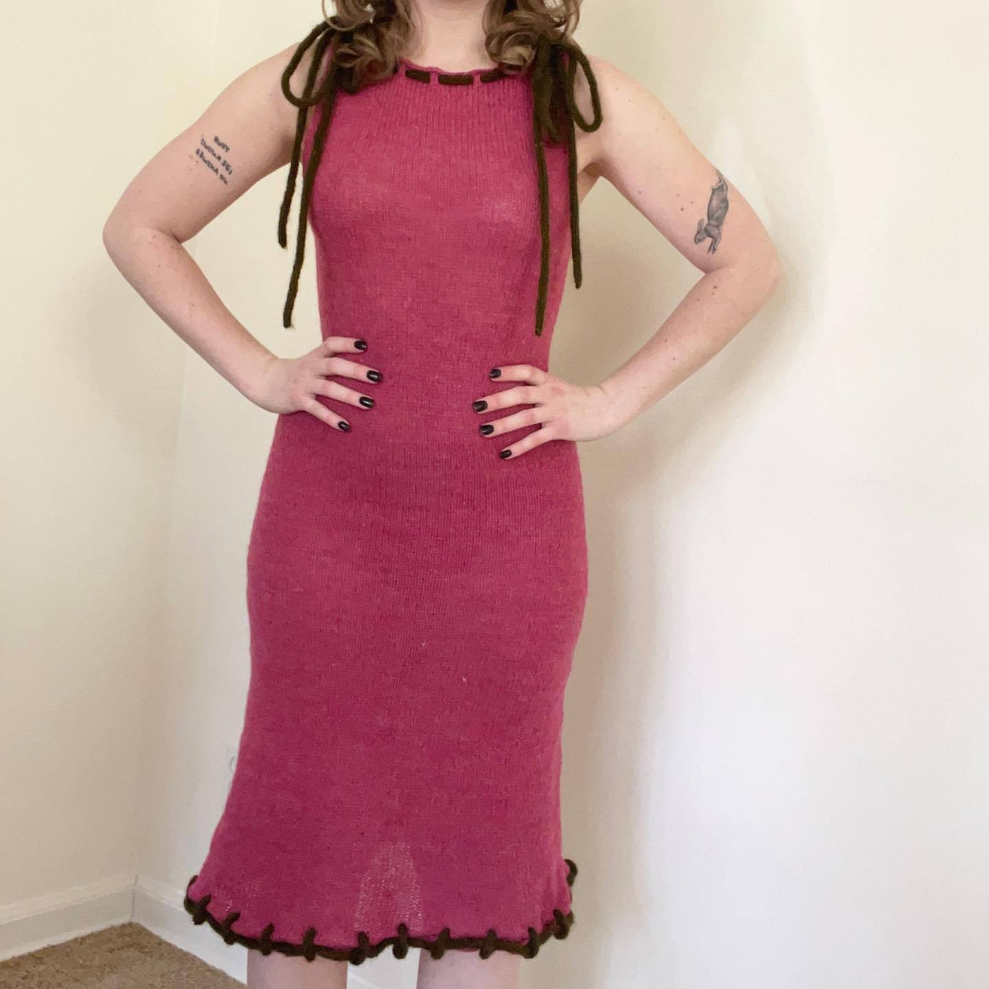 Women's Sleeveless Knit Lace-Up Backless Bodycon Dress