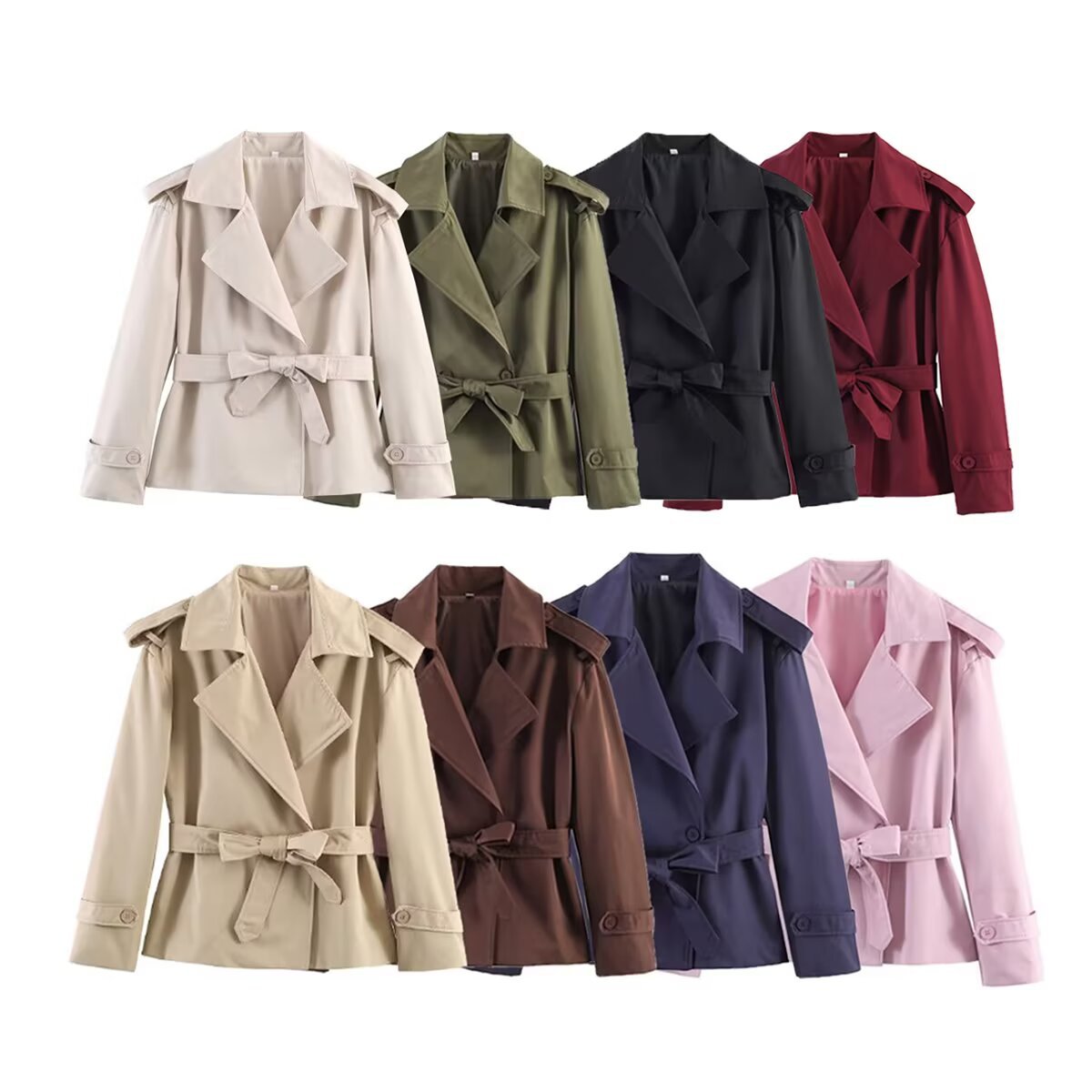 Women's Loose Double-Breasted Belted Trench Coat Jacket