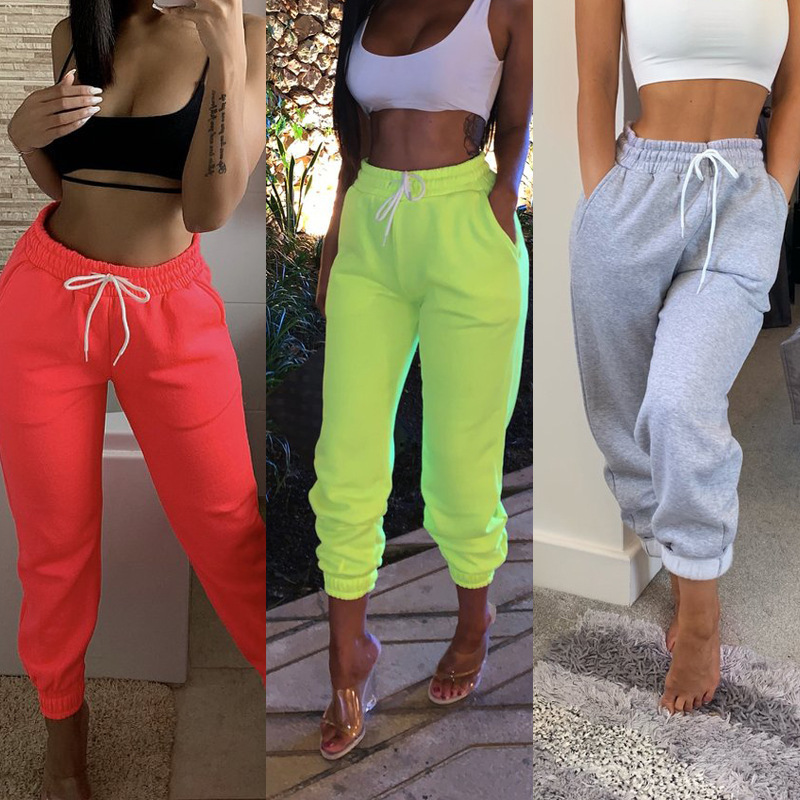 Women's Solid Color Drawstring Jogger Pants Casual Tapered Sweatpants