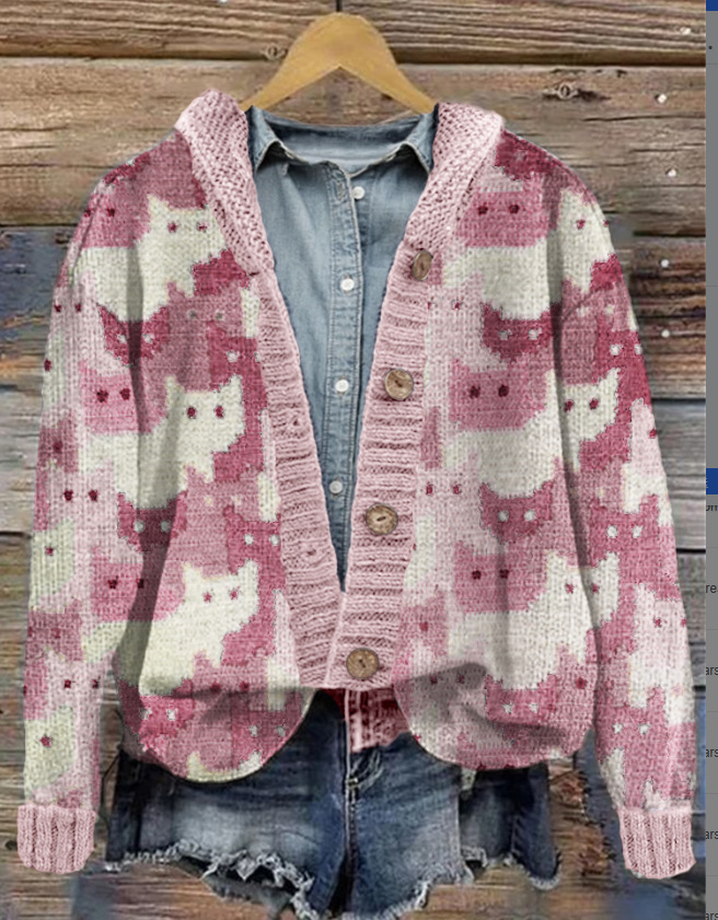 Women's Daisy Maple Leaf Floral Print Button Cardigan
