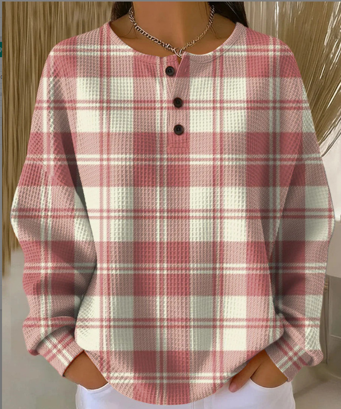 Women's Christmas Floral Print Button Sweatshirt
