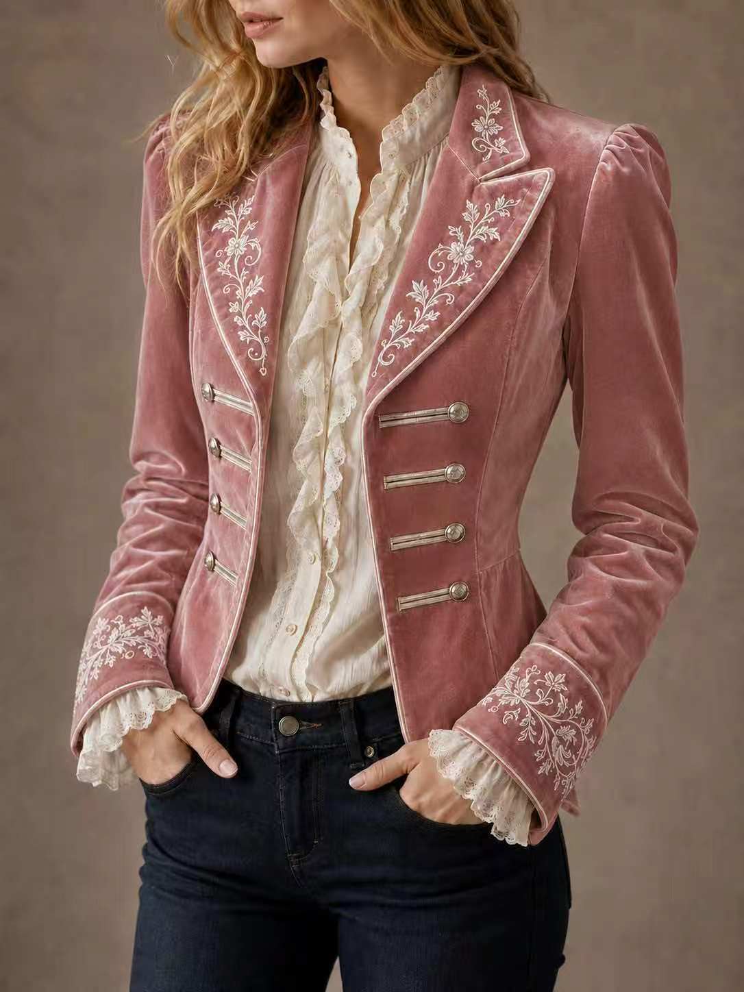 Women's Long Sleeve Solid Color Velvet Midi Coat