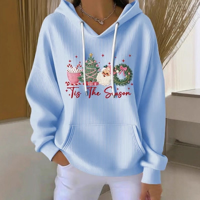 Women's Christmas Santa Tree Ice Cream Print Hoodie