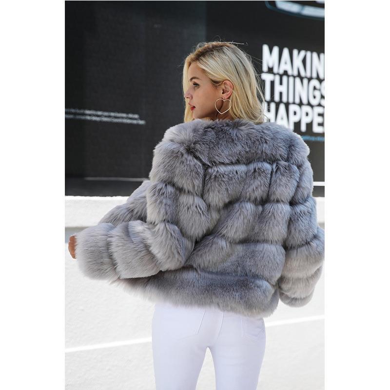 Women's Faux Fox Fur Coat Korean Slim Warm Short Jacket