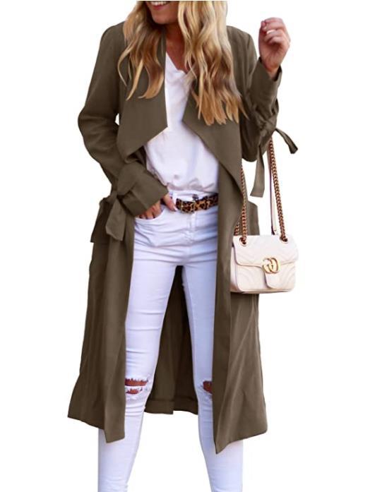 Women's Midi A-Line Tie-Waist Dress with Long Cardigan, Multi-Color