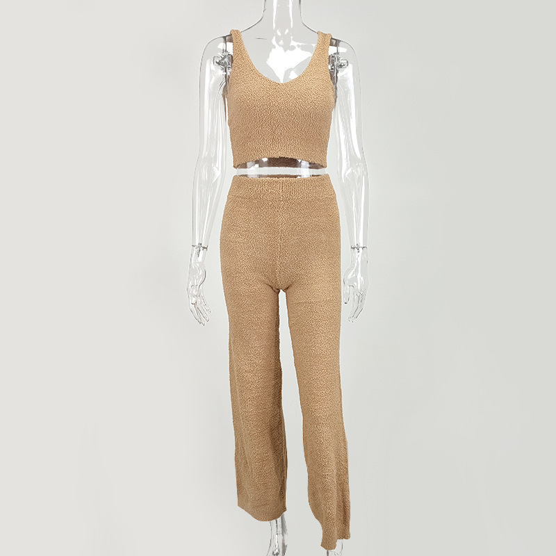Women's Plush Tie-Belt Long Three-Piece Loungewear Set with Robe and Pants