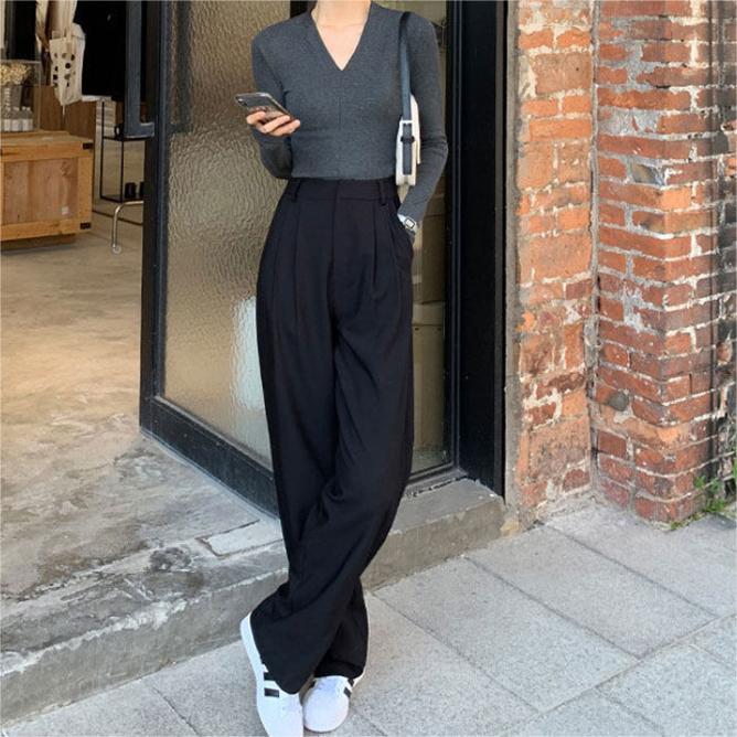 Women's High-Waist Straight-Leg Wide-Leg Dress Pants